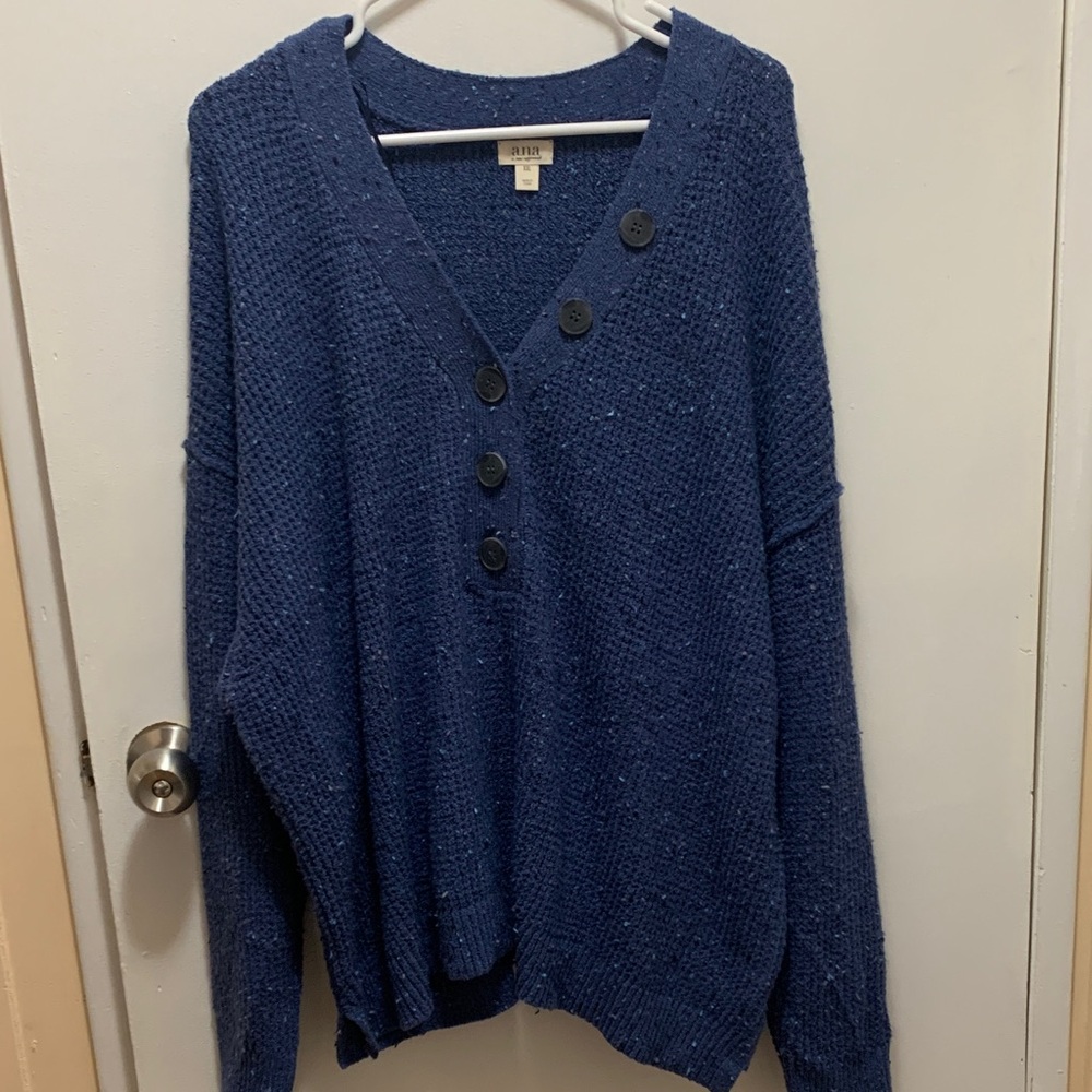a.n.a Textured Knit Sweater in Blue